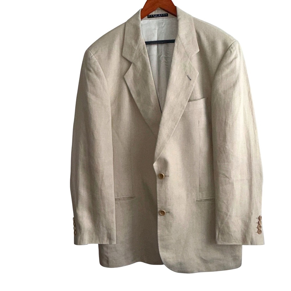 HUGO BOSS Mens Galilei Beige Linen Blend Blazer‎ Sportcoat  40L